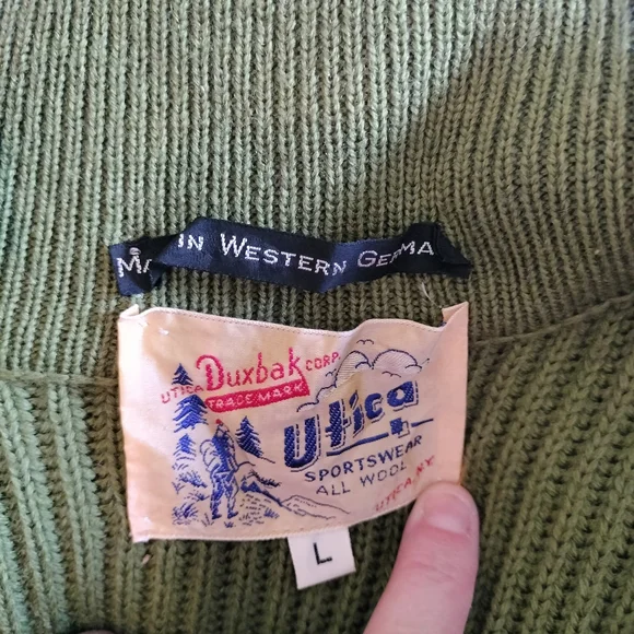 Vintage Wool Men's Duxbak Utica Sportswear Cable Zip Up Sweater Size L - Picture 3 of 11